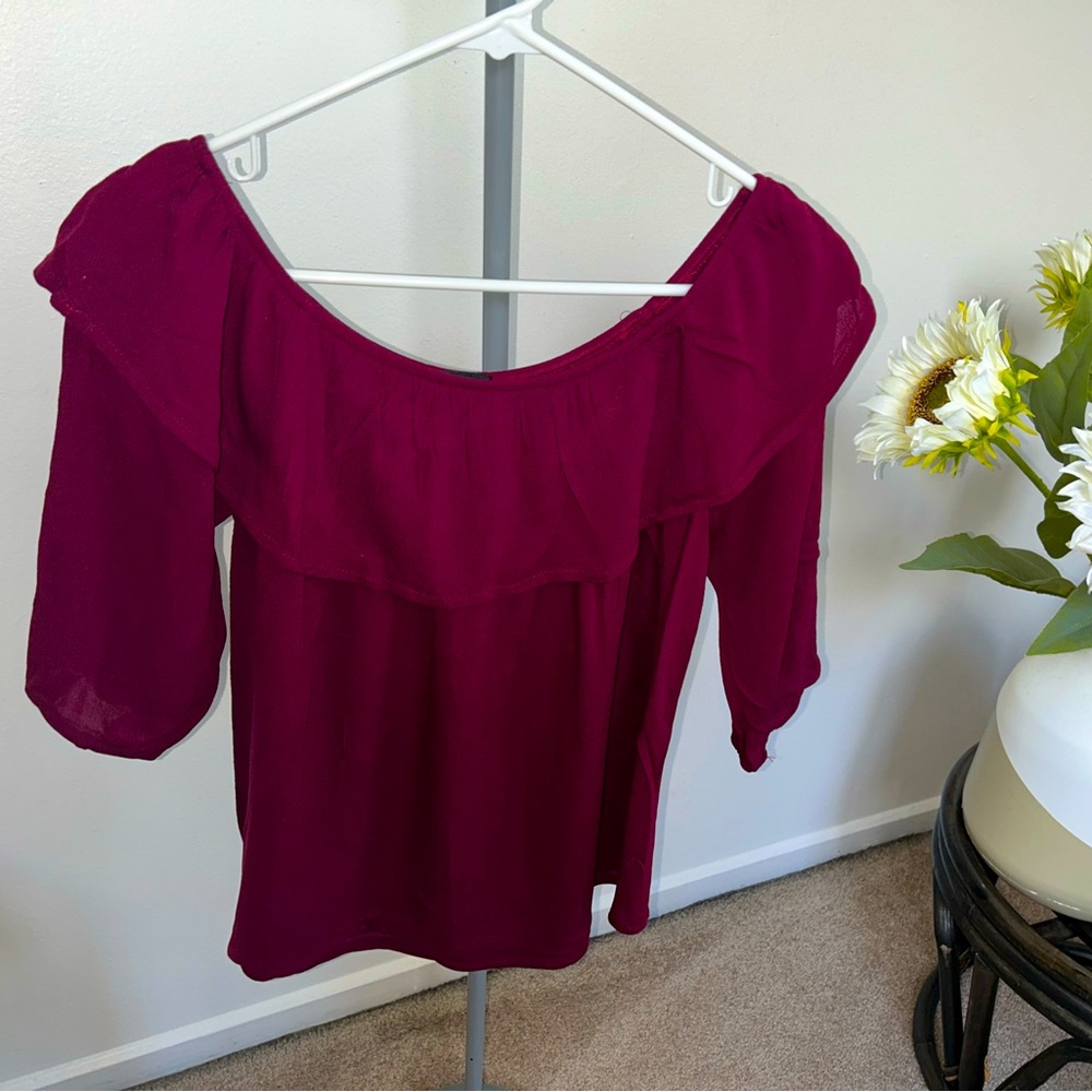 Off the shoulder raspberry blouse